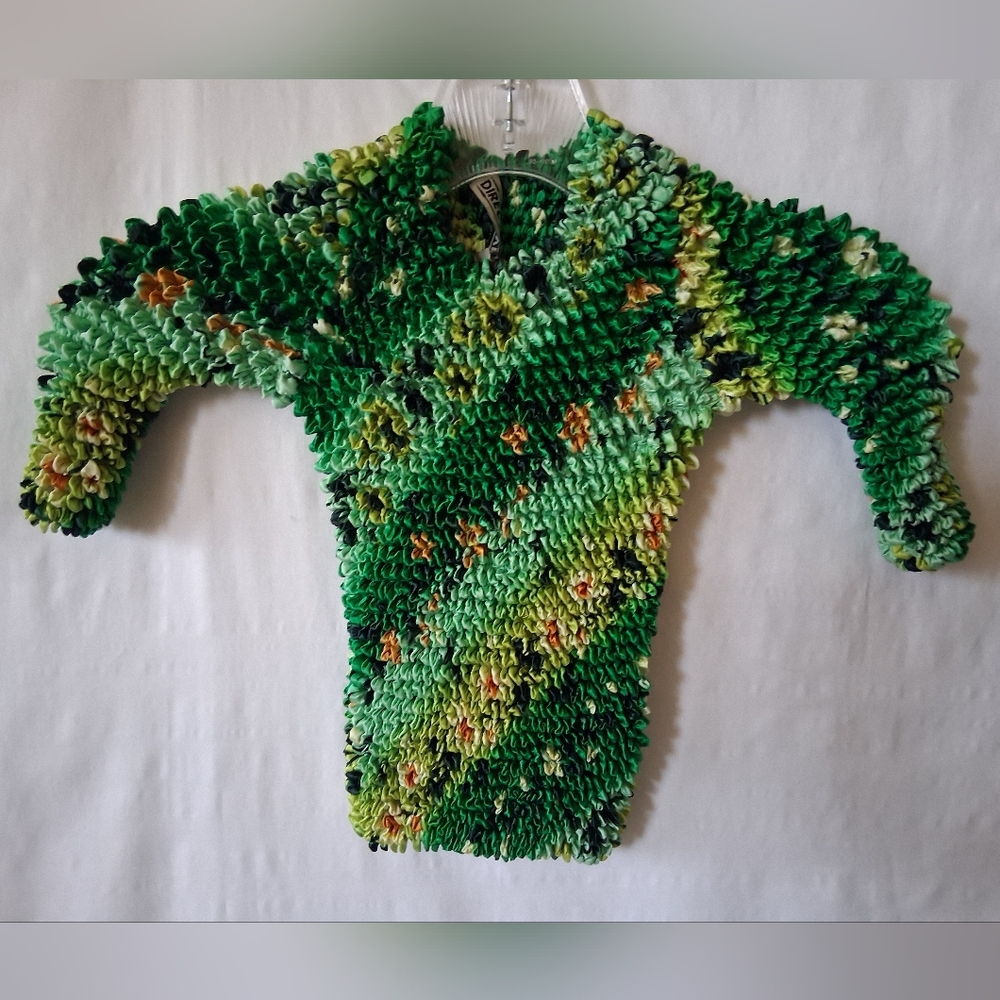 NWT Directives Vibrant Green Multicolor Women's Bubble Top